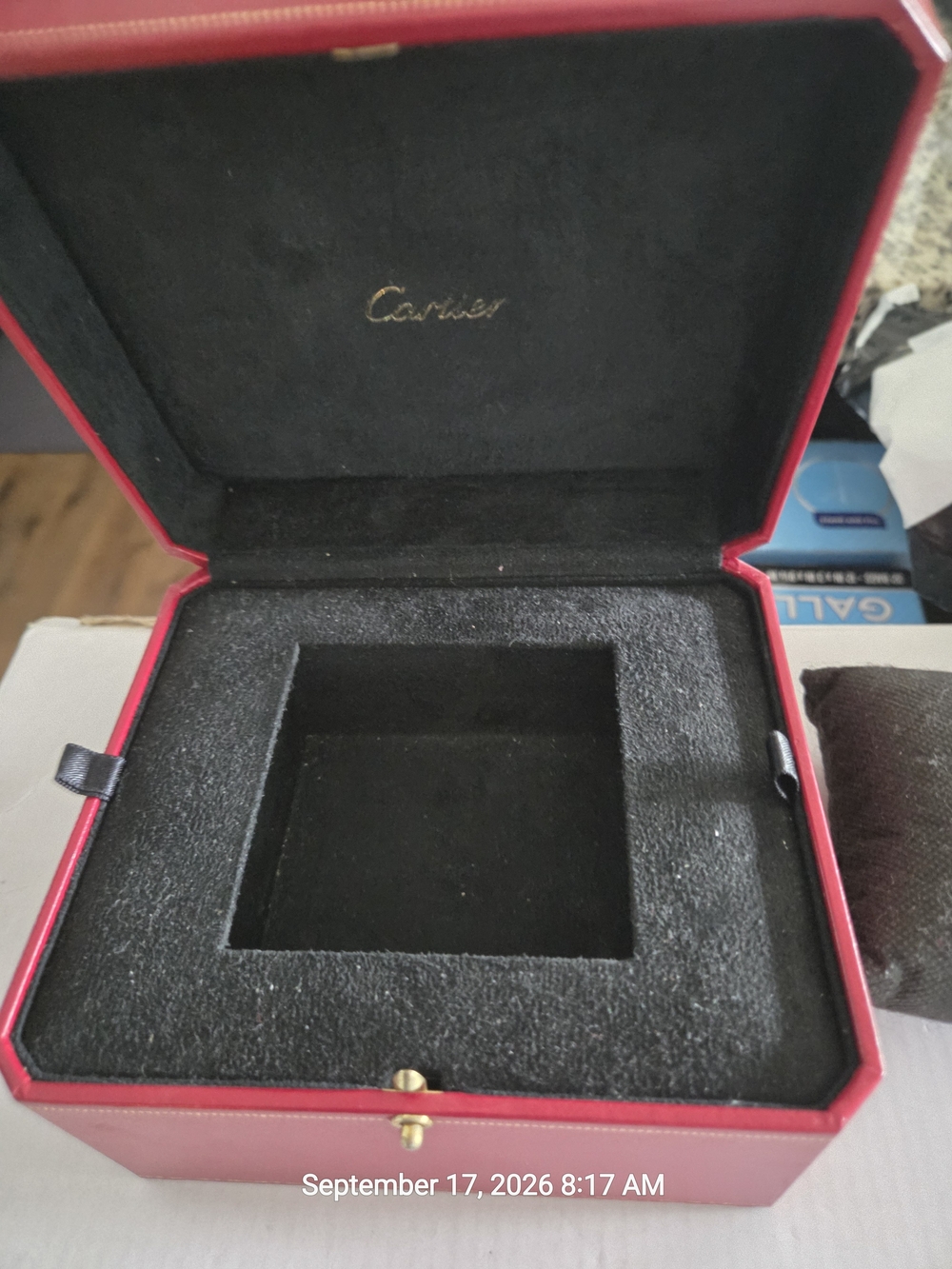 Cartier Red Watch Presentation Box with Black Velvet Interior